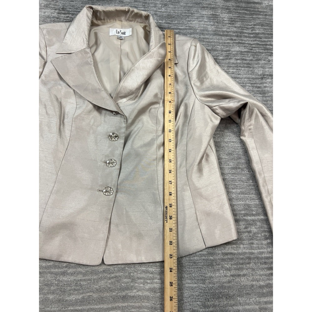 Le Suit Jacket Womens 16 Beige‎ Button Front Lined Polyester Career - Picture 6 of 14